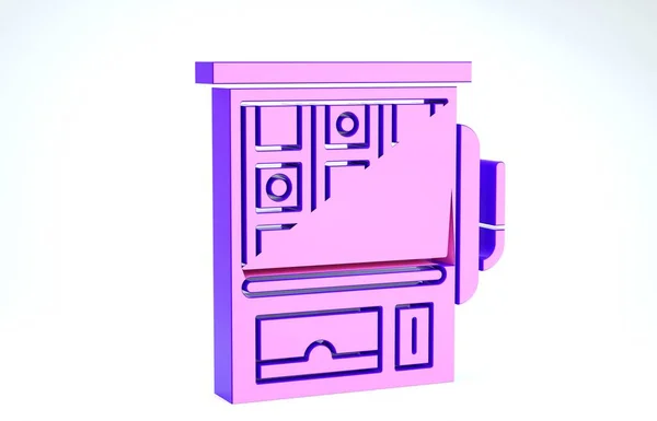 Purple Slot icona della macchina isolato su sfondo bianco. Illustrazione 3d rendering 3D — Foto Stock