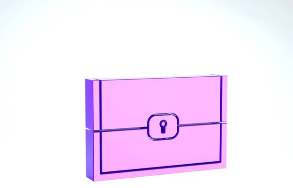 Purple Chest για εικονίδιο παιχνιδιού που απομονώνεται σε λευκό φόντο. 3D απεικόνιση 3d καθιστούν — Φωτογραφία Αρχείου