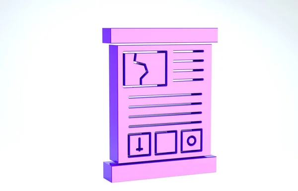 Lila Spielführer-Symbol isoliert auf weißem Hintergrund. Bedienungsanleitung, Anleitung, Ratgeber, Handbuch. 3D Illustration 3D Renderer — Stockfoto