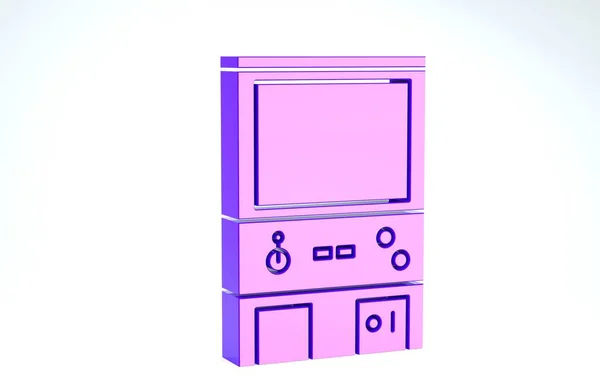 Fialové retro arkádové hry ikona stroj izolované na bílém pozadí. 3D ilustrace 3D vykreslení — Stock fotografie