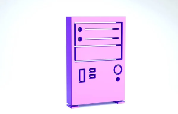 Purple Computer icon isolated on white background. PC component sign. 3d illustration 3D render — 图库照片