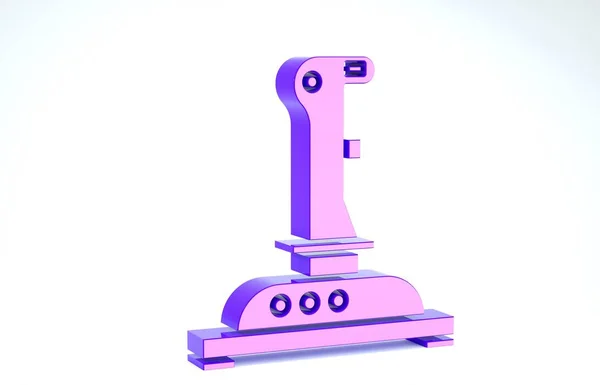 Purple Joystick for arcade machine icon isolated on white background. Joystick gamepad. 3d illustration 3D render — 图库照片