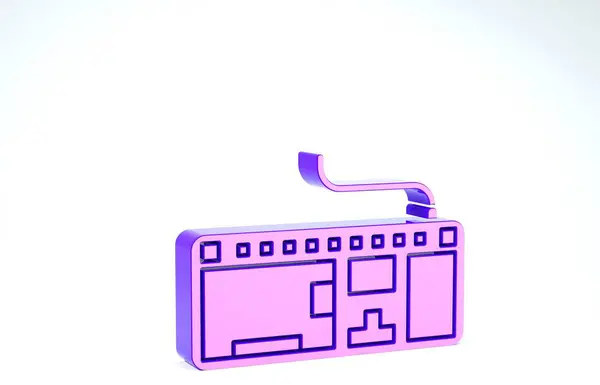 Purple Computer keyboard icon isolated on white background. PC component sign. 3d illustration 3D render — 스톡 사진