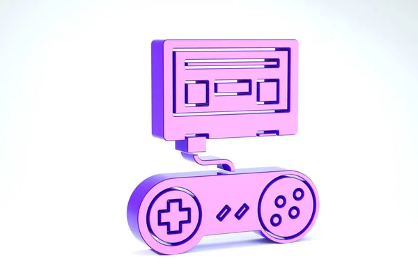 Purple Videoconsola con icono de joystick aislado sobre fondo blanco. 3D ilustración 3D render —  Fotos de Stock