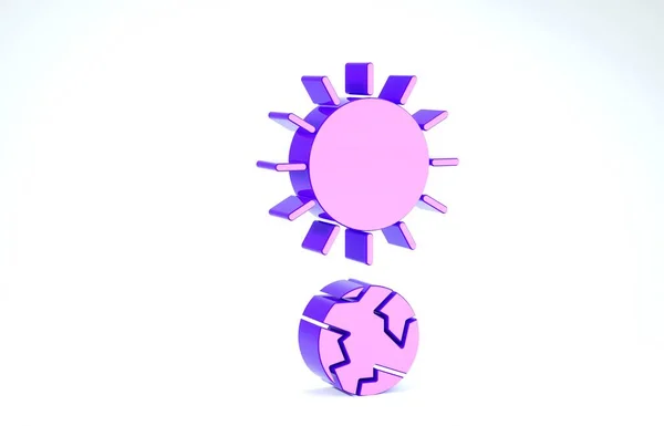 Фиолетовый символ солнцестояния выделен на белом фоне. 3D-рендеринг — стоковое фото
