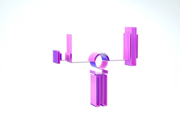 Purple Telescope icoon geïsoleerd op witte achtergrond. Wetenschappelijk instrument. Opleiding en astronomie element, verrekijker en studie sterren. 3d illustratie 3d renderen — Stockfoto