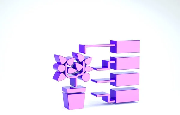 Icono de análisis de Purple Flower aislado sobre fondo blanco. 3D ilustración 3D render —  Fotos de Stock