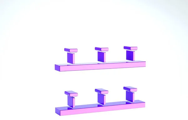 Purple Icono de aspersores de riego automático aislado sobre fondo blanco. Equipo de riego. Elemento jardín. Icono de pistola de aerosol. 3D ilustración 3D render — Foto de Stock
