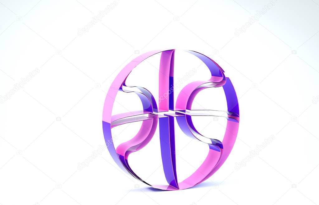 Purple Basketball ball icon isolated on white background. Sport symbol. 3d illustration 3D render