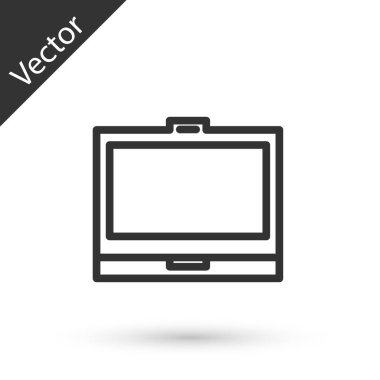 Beyaz zemin üzerinde ayna simgesi olan gri çizgi makyaj tozu. Vektör İllüstrasyonu