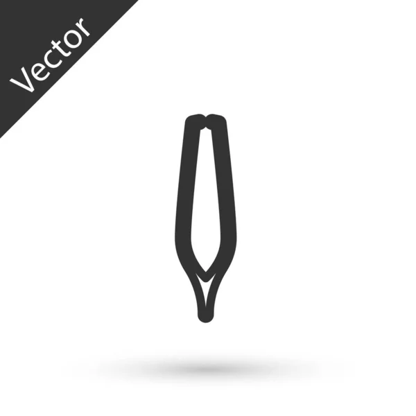 Grey line Eyebrow tweezers icon isolated on white background. Cosmetic tweezers for ingrown hair. Vector Illustration — 스톡 벡터