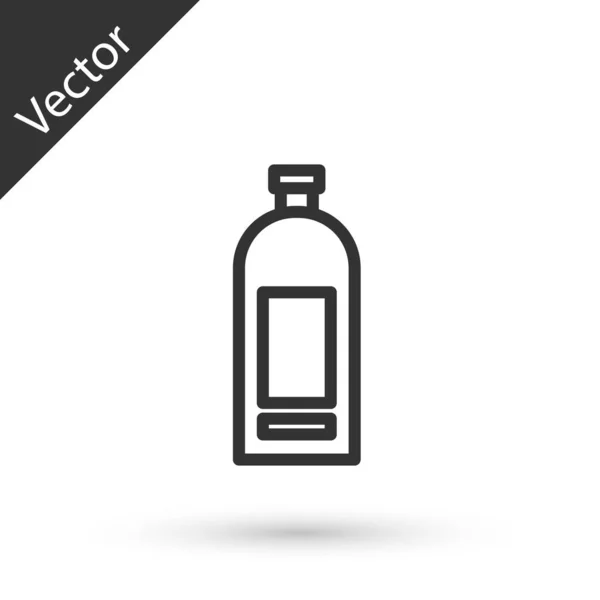 Línea gris Botella de champú icono aislado sobre fondo blanco. Ilustración vectorial — Vector de stock