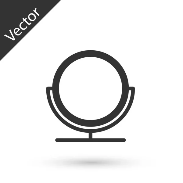 Línea gris Icono de espejo de maquillaje redondo aislado sobre fondo blanco. Ilustración vectorial — Vector de stock