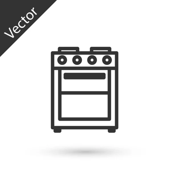 Linha cinza Ícone do forno isolado no fundo branco. Fogão sinal forno a gás. Ilustração vetorial — Vetor de Stock