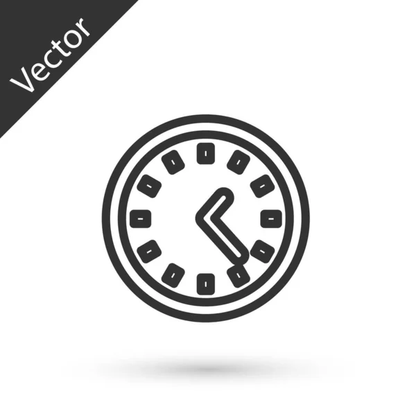 Szürke vonal Óra ikon elszigetelt fehér háttérrel. Idő szimbólum. Vektorillusztráció — Stock Vector