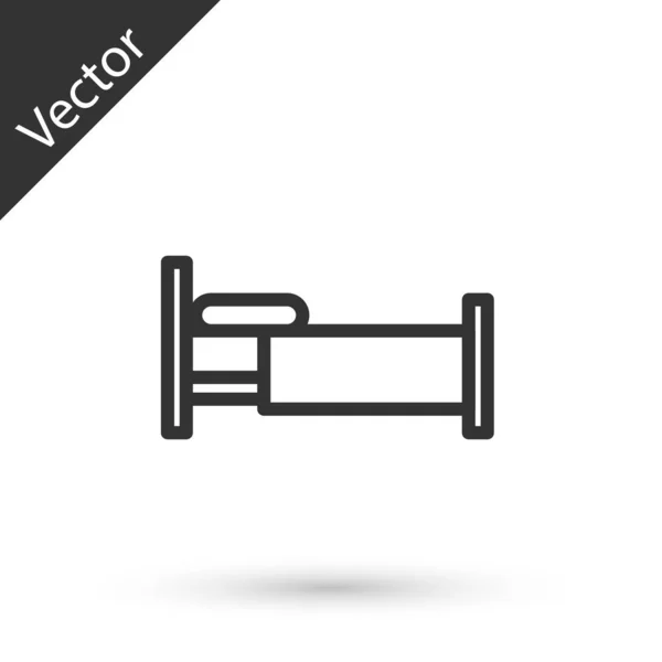 Grey line Bed icon isolated on white background. Vector Illustration — 스톡 벡터