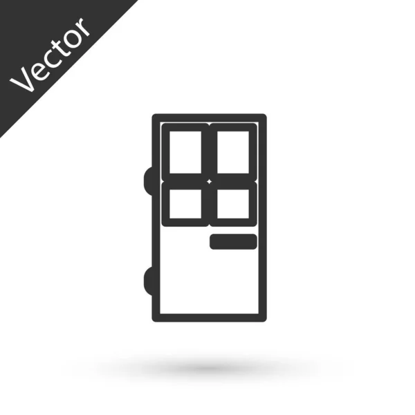 Línea gris Icono de puerta cerrada aislado sobre fondo blanco. Ilustración vectorial — Vector de stock