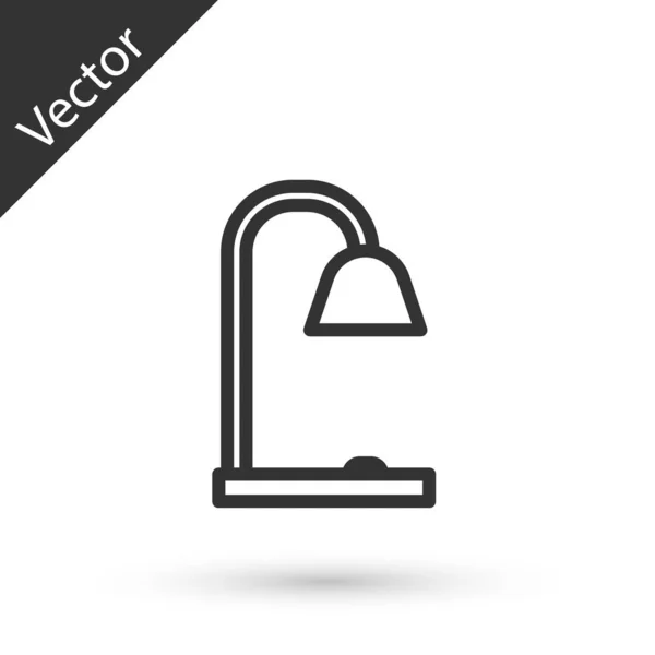 Línea gris Icono de lámpara de mesa aislado sobre fondo blanco. Ilustración vectorial — Vector de stock