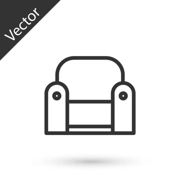 Grey line Armchair icon isolated on white background. Vector Illustration — Stock Vector
