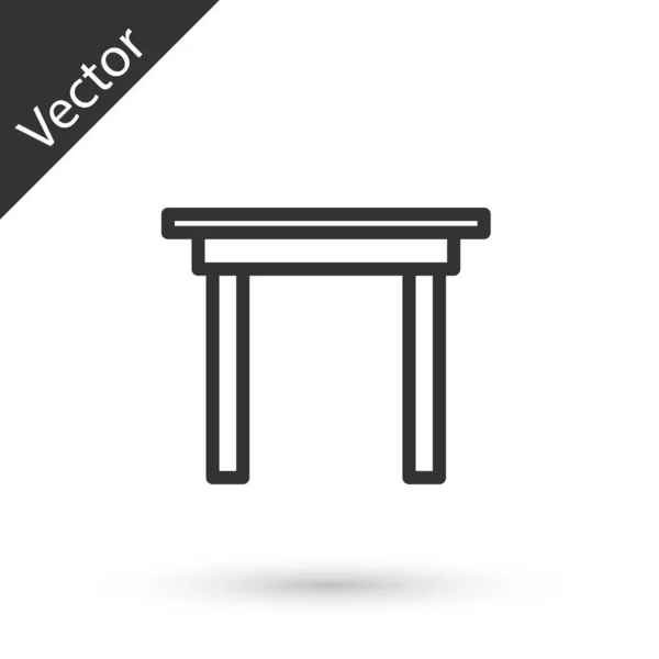 Linha cinza Ícone de mesa de madeira isolado no fundo branco. Ilustração vetorial — Vetor de Stock