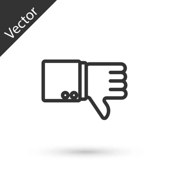 Línea gris Icono de desagrado aislado sobre fondo blanco. Ilustración vectorial — Vector de stock