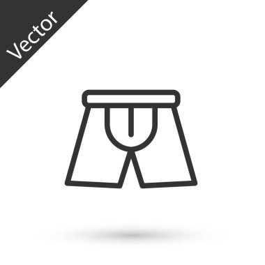 Gri çizgili erkek iç çamaşırı simgesi beyaz arka planda izole edildi. Erkek iç çamaşırı. Vektör İllüstrasyonu