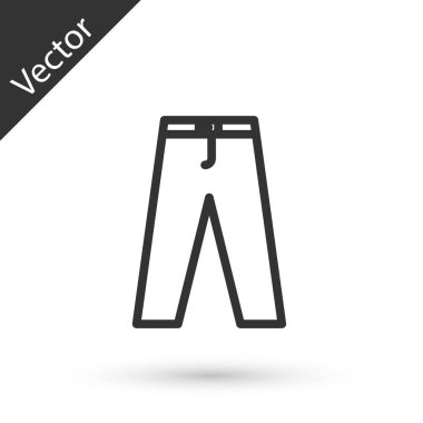 Beyaz arka planda gri çizgili pantolon simgesi izole edildi. Vektör İllüstrasyonu