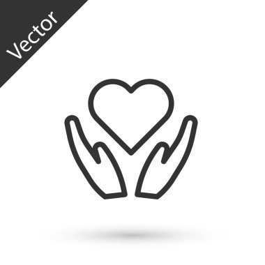 Gri çizgi. El ikonu, beyaz arka planda izole edilmiş. El çabukluğu aşk sembolü. Sevgililer Günü sembolü. Vektör İllüstrasyonu