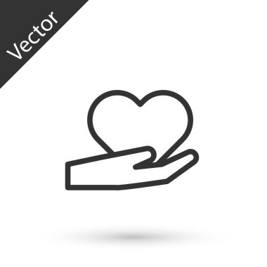 Gri çizgi. El ikonu, beyaz arka planda izole edilmiş. El çabukluğu aşk sembolü. Sevgililer Günü sembolü. Vektör İllüstrasyonu