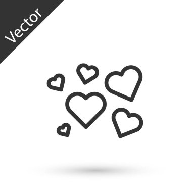 Gri çizgi kalp ikonu beyaz arkaplanda izole edildi. Romantik sembol, bağlanma, tutku ve düğün. Sevgililer Günü sembolü. Vektör İllüstrasyonu