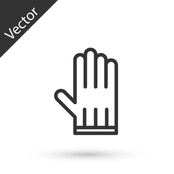 Grey line Leather glove icon isolated on white background. Vector Illustration — Stock Vector