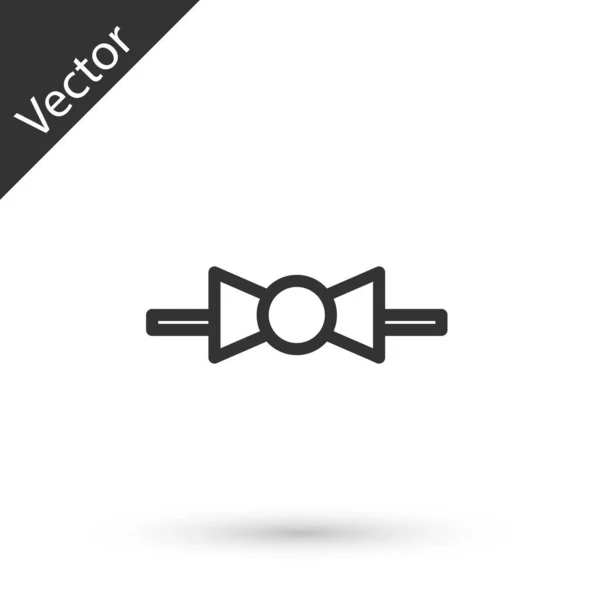 Grey line Bow tie icon isolated on white background. Vector Illustration — Stock Vector