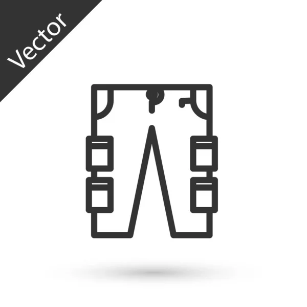 Línea gris Cargo pantalón icono aislado sobre fondo blanco. Ilustración vectorial — Vector de stock