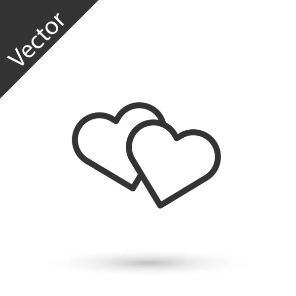 Línea gris Icono del corazón aislado sobre fondo blanco. Símbolo romántico vinculado, unirse, pasión y boda. Símbolo de San Valentín. Ilustración vectorial — Vector de stock