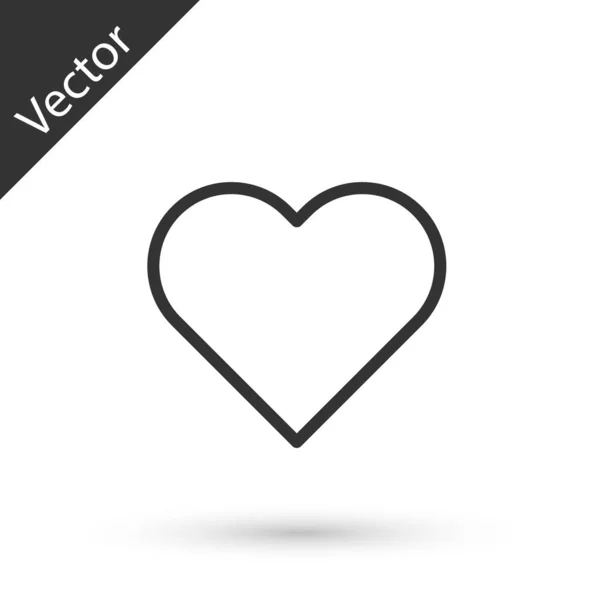 Línea gris Icono del corazón aislado sobre fondo blanco. Símbolo romántico vinculado, unirse, pasión y boda. Símbolo de San Valentín. Ilustración vectorial — Vector de stock