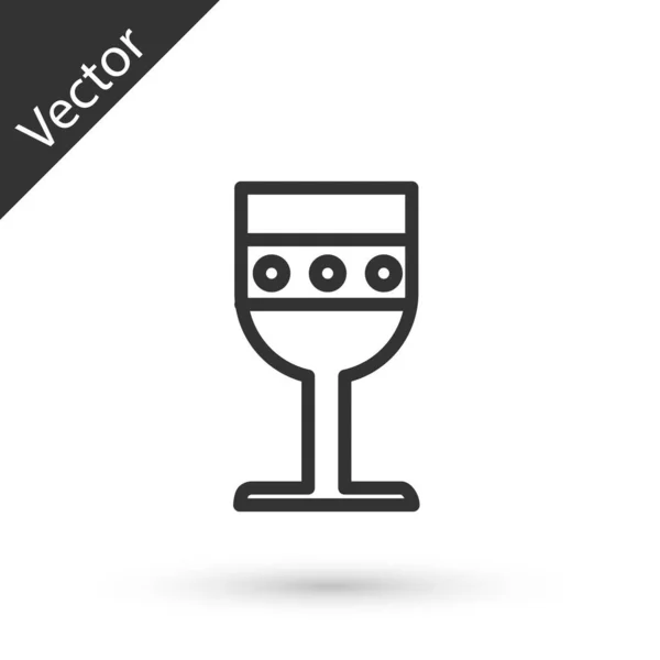 Línea gris Icono de copa medieval aislado sobre fondo blanco. Ilustración vectorial — Vector de stock