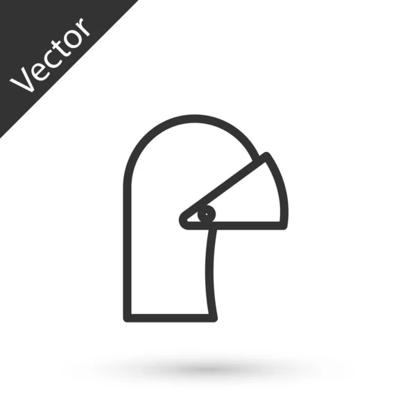 Ligne grise Casque en fer médiéval pour icône de protection de la tête isolé sur fond blanc. Illustration vectorielle — Image vectorielle