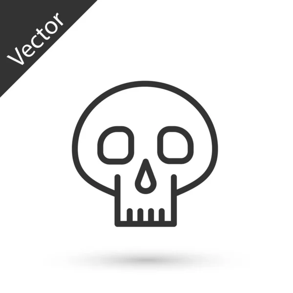 Grey line Skull icon isolated on white background. Vector Illustration — Stock Vector