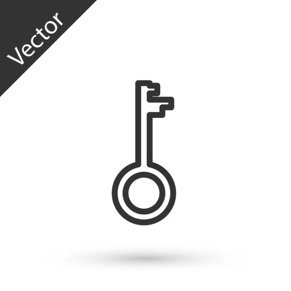 Línea gris Icono de llave antigua aislado sobre fondo blanco. Ilustración vectorial — Vector de stock