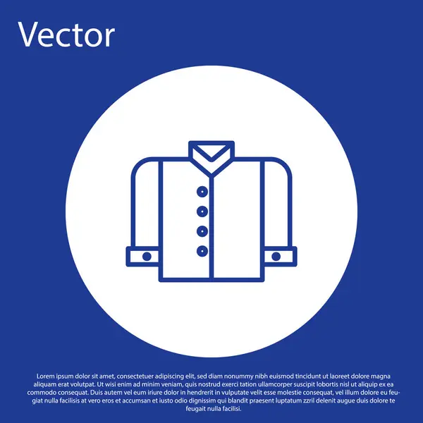 Blaues T-Shirt-Symbol auf blauem Hintergrund. weißer Kreis-Knopf. Vektorillustration — Stockvektor