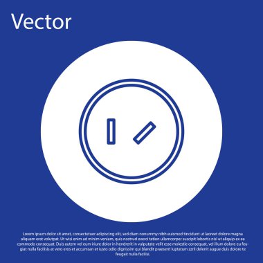 Mavi çizgi yuvarlak ahşap kalkan ikonu mavi arka planda izole edildi. Güvenlik, güvenlik, koruma, mahremiyet, koruma kavramı. Beyaz daire düğmesi. Vektör İllüstrasyonu