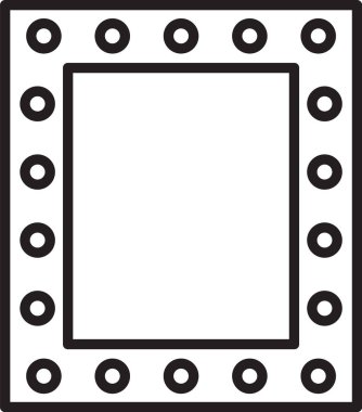 Beyaz zemin üzerinde ışık simgesi olan siyah çizgi makyaj aynası. Vektör İllüstrasyonu