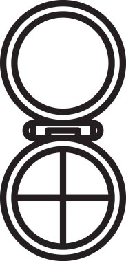 Siyah çizgi makyaj tozu ve beyaz arka planda izole edilmiş ayna simgesi. Vektör İllüstrasyonu