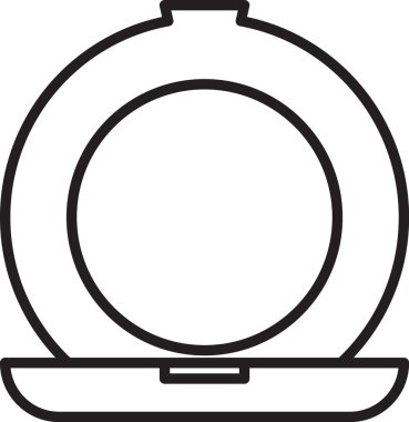 Siyah çizgi makyaj tozu ve beyaz arka planda izole edilmiş ayna simgesi. Vektör İllüstrasyonu