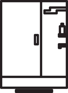 Beyaz arkaplanda siyah çizgi duş kabini simgesi izole edildi. Vektör İllüstrasyonu