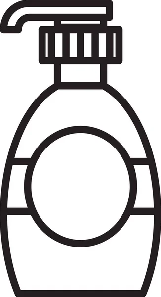 Línea negra Botella de jabón líquido antibacteriano con icono del dispensador aislado sobre fondo blanco. Desinfección, higiene, concepto de cuidado de la piel. Ilustración vectorial — Archivo Imágenes Vectoriales