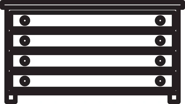 Černá čára Ikona truhly zásuvek izolované na bílém pozadí. Vektorová ilustrace — Stockový vektor