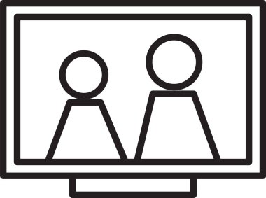 Masa simgesindeki siyah çizgi resim çerçevesi beyaz arkaplanda izole edildi. Vektör İllüstrasyonu