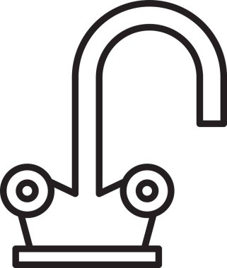 Siyah çizgi su musluğu simgesi beyaz arkaplanda izole edildi. Vektör İllüstrasyonu