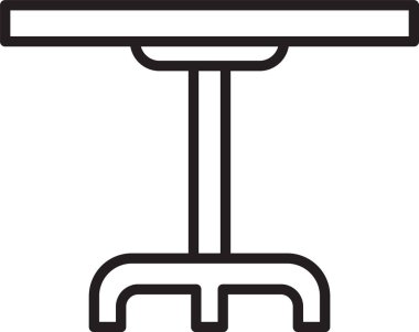 Siyah çizgi yuvarlak masa simgesi beyaz arkaplanda izole edildi. Vektör İllüstrasyonu